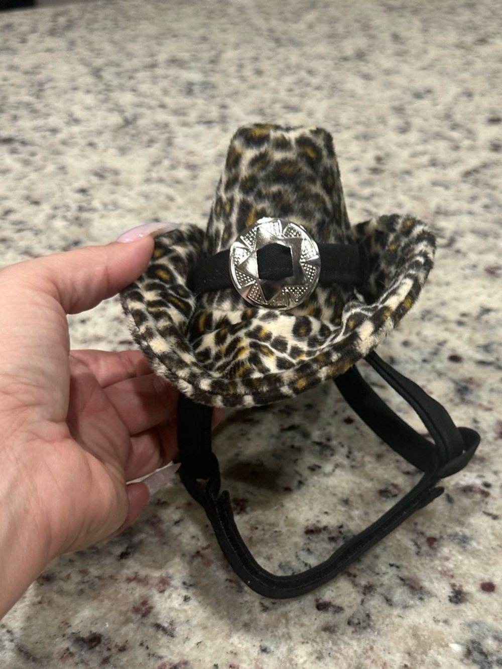Leopard Print Pet Dog Cowboy Hat with Chin Strap